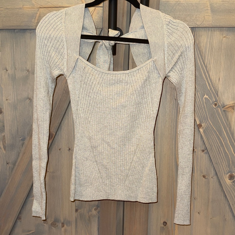 Lovers + Friends Cream Ribbed Long Sleeve Top